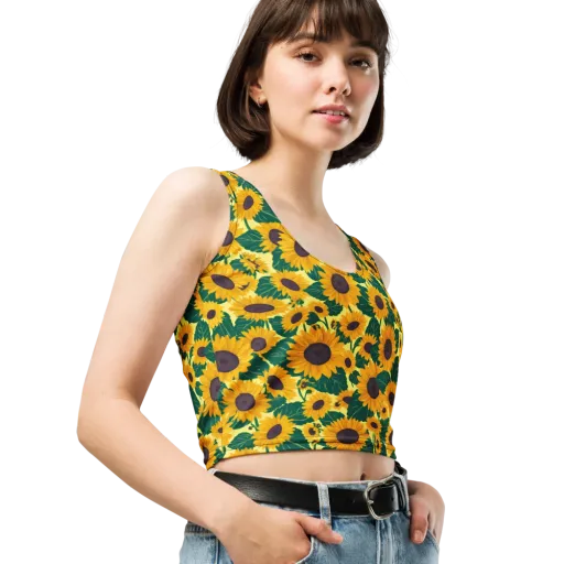 Sunlit Sunflower on a Crop Top