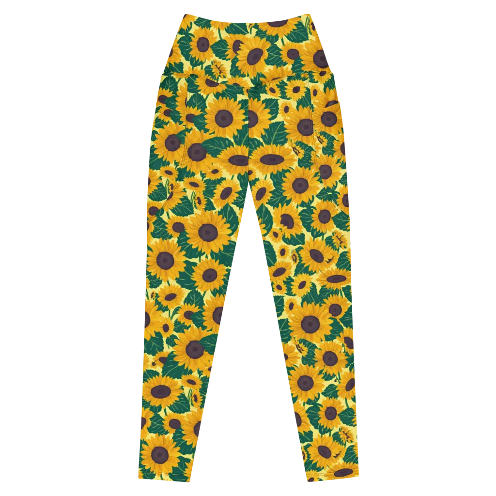 Sunlit Sunflower on Leggings with Pockets — Front