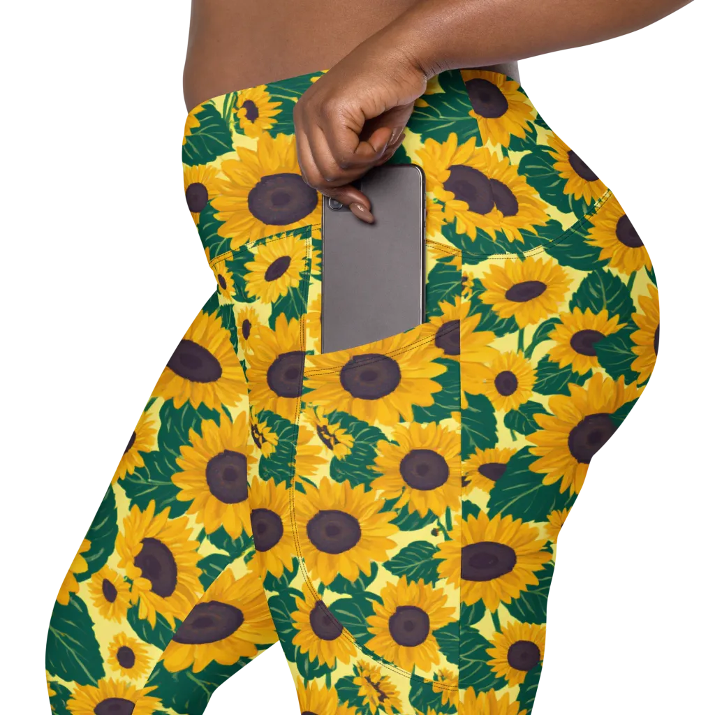 Sunlit Sunflower on Leggings with Pockets — Product details 2