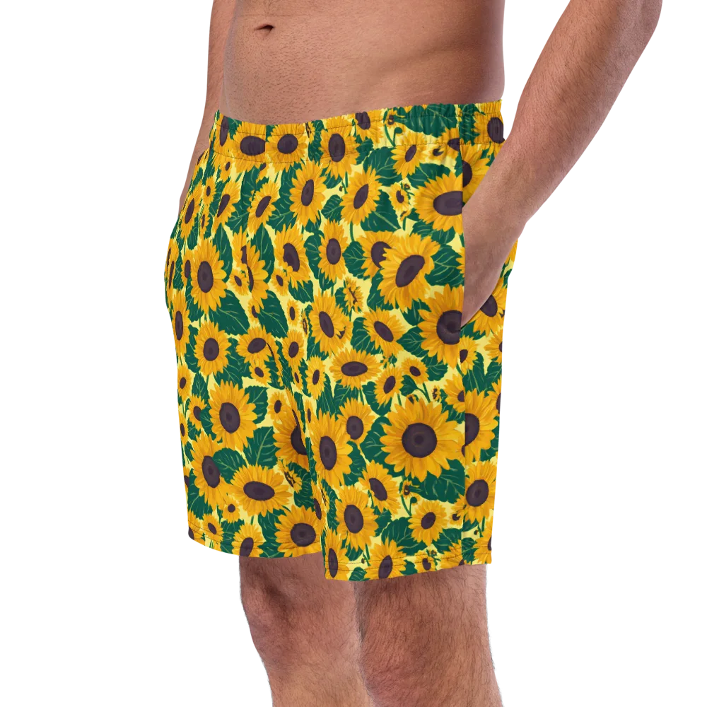 Sunlit Sunflower on Swim Trunks — Left Front