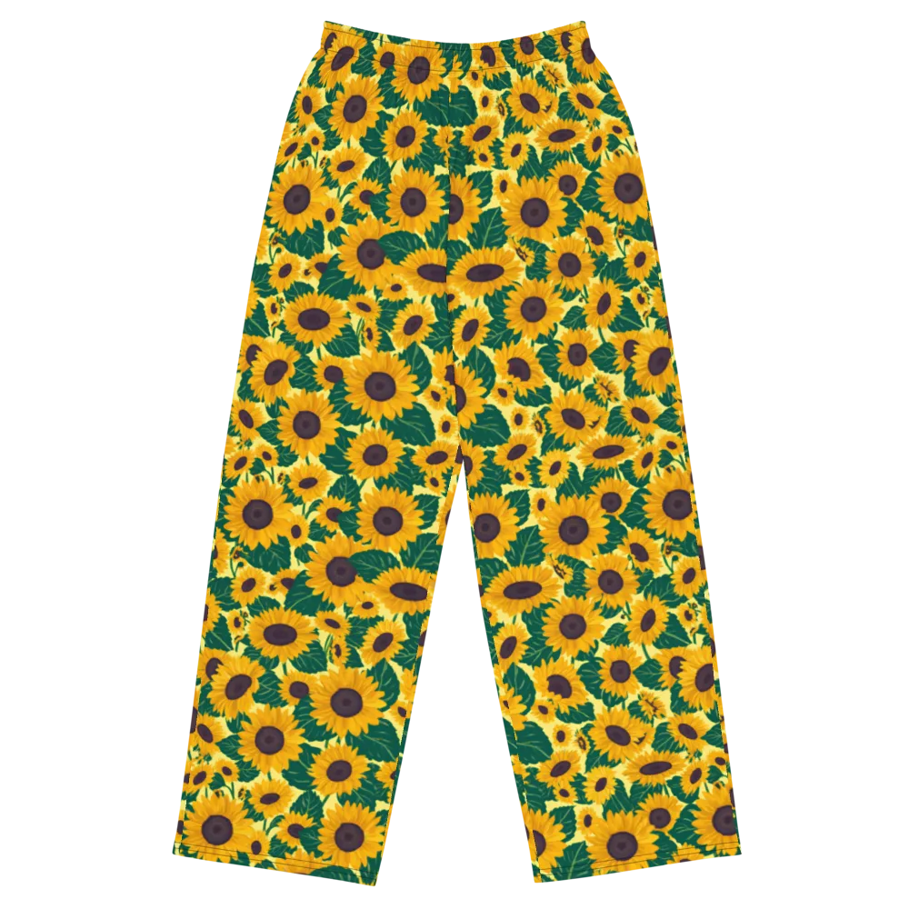 Sunlit Sunflower on Wide-Leg Pants — Front