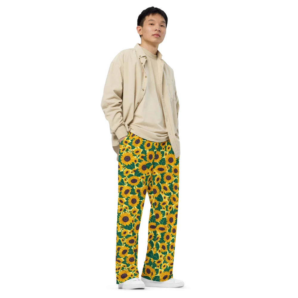 Sunlit Sunflower on Wide-Leg Pants — Right Front
