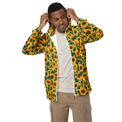 Sunlit Sunflower on a Men's Windbreaker