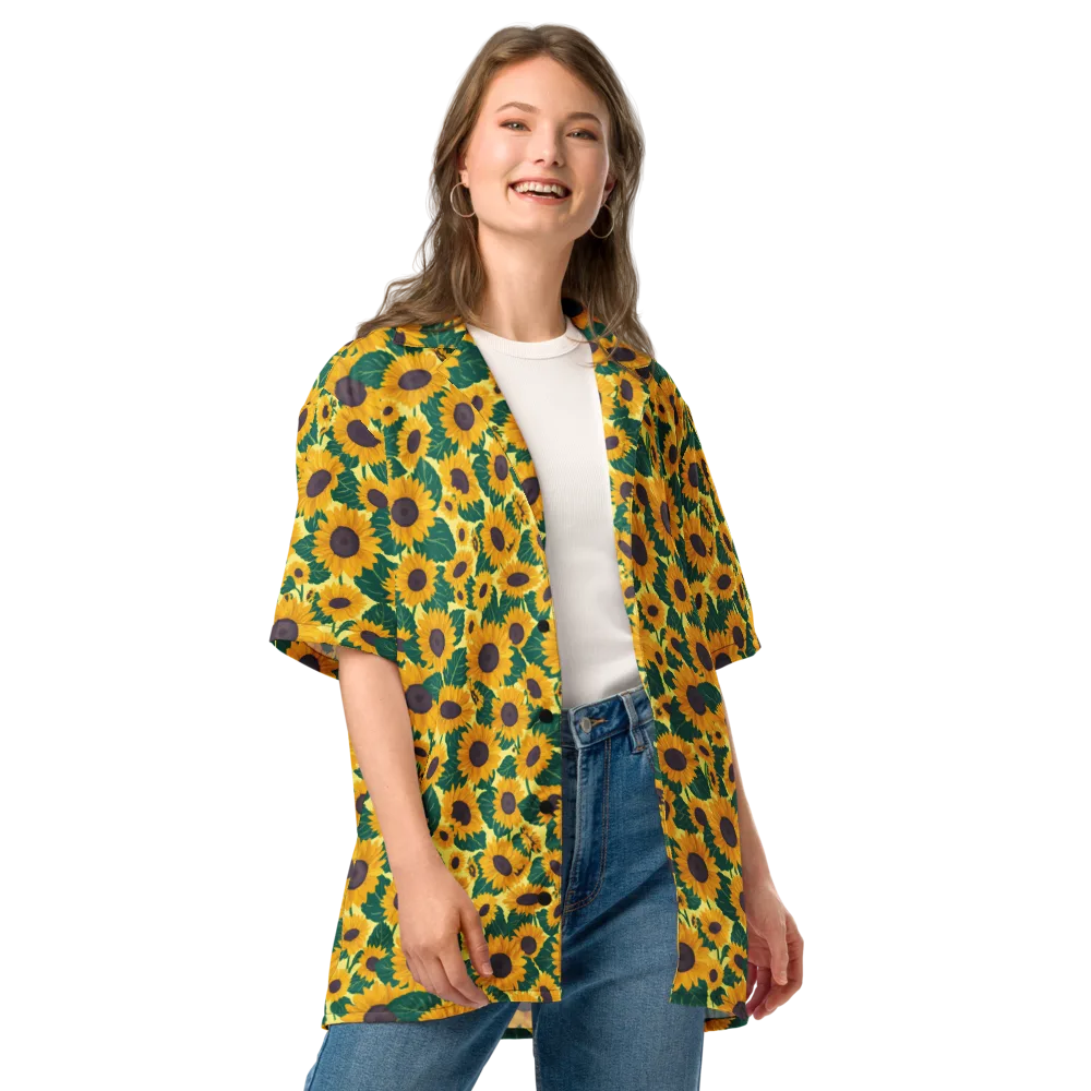 Sunlit Sunflower on Button Shirt — Front