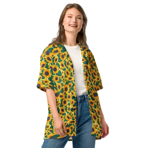 Sunlit Sunflower on a Button Shirt