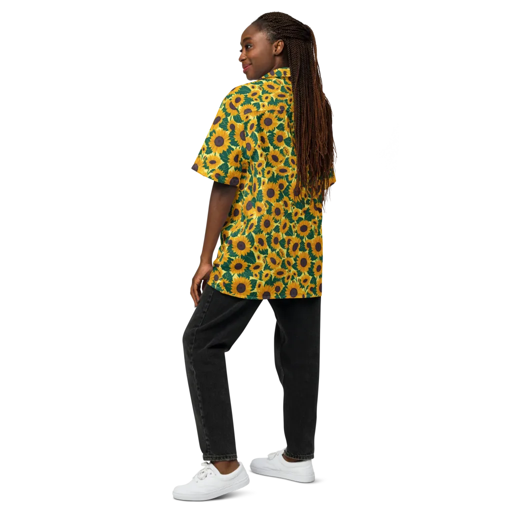 Sunlit Sunflower on Button Shirt — Back