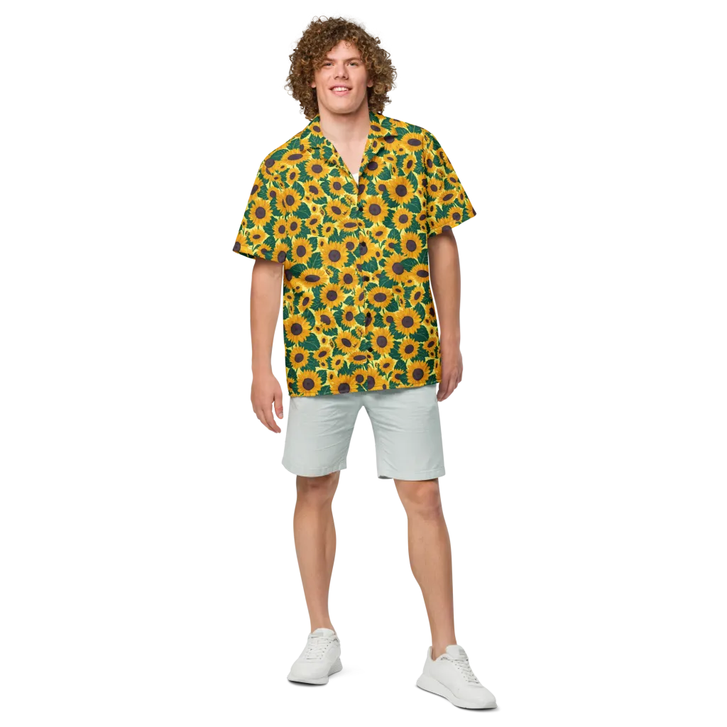 Sunlit Sunflower on Button Shirt — Front