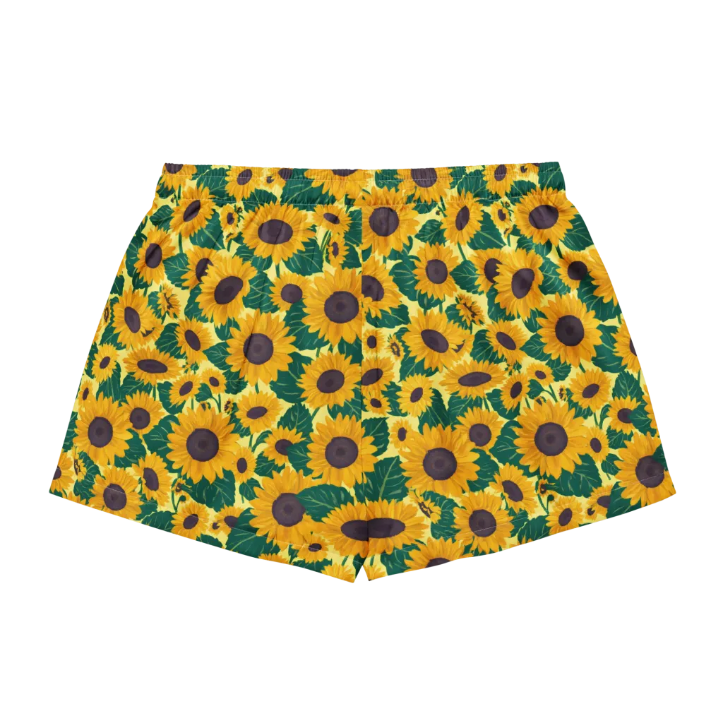 Sunlit Sunflower on Women's Pajama Shorts — Back