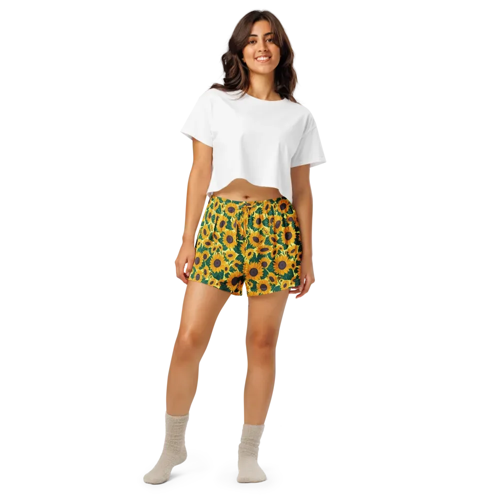 Sunlit Sunflower on Women's Pajama Shorts — Front
