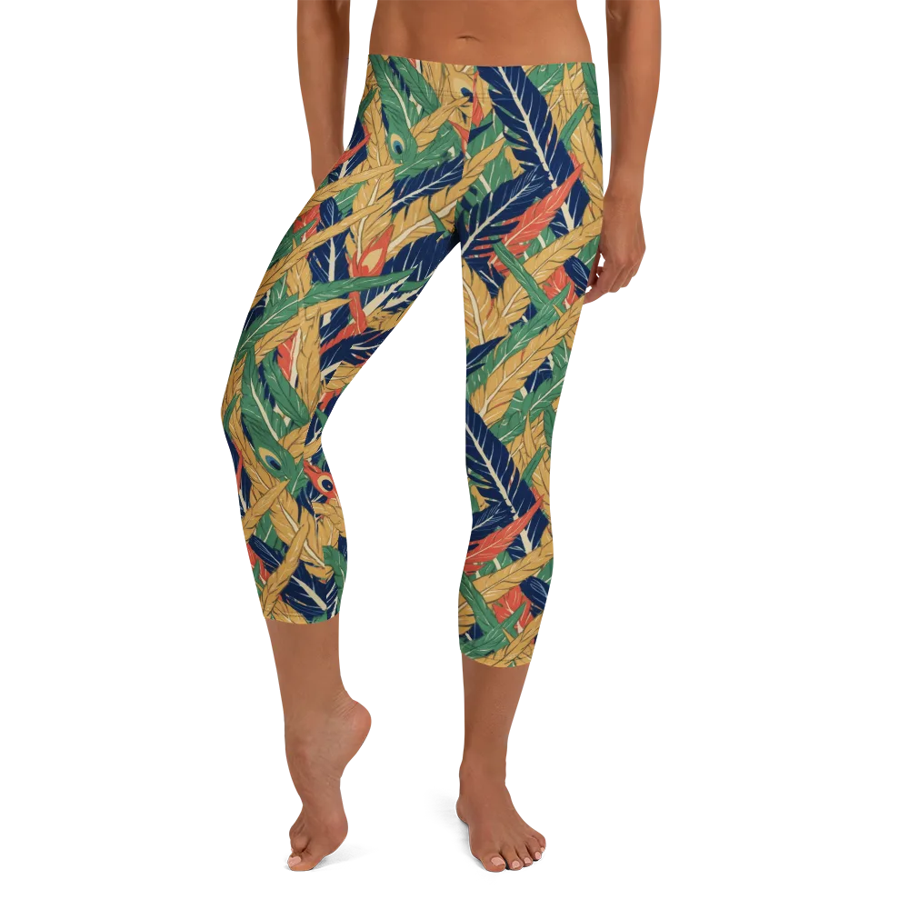 Plume Parade on Capri Leggings — Front