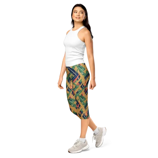 Plume Parade on a Capri Leggings