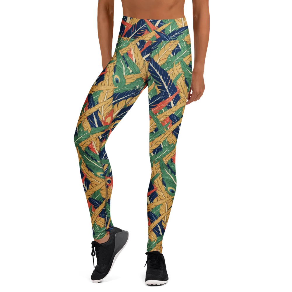 Plume Parade on Yoga Leggings — Front