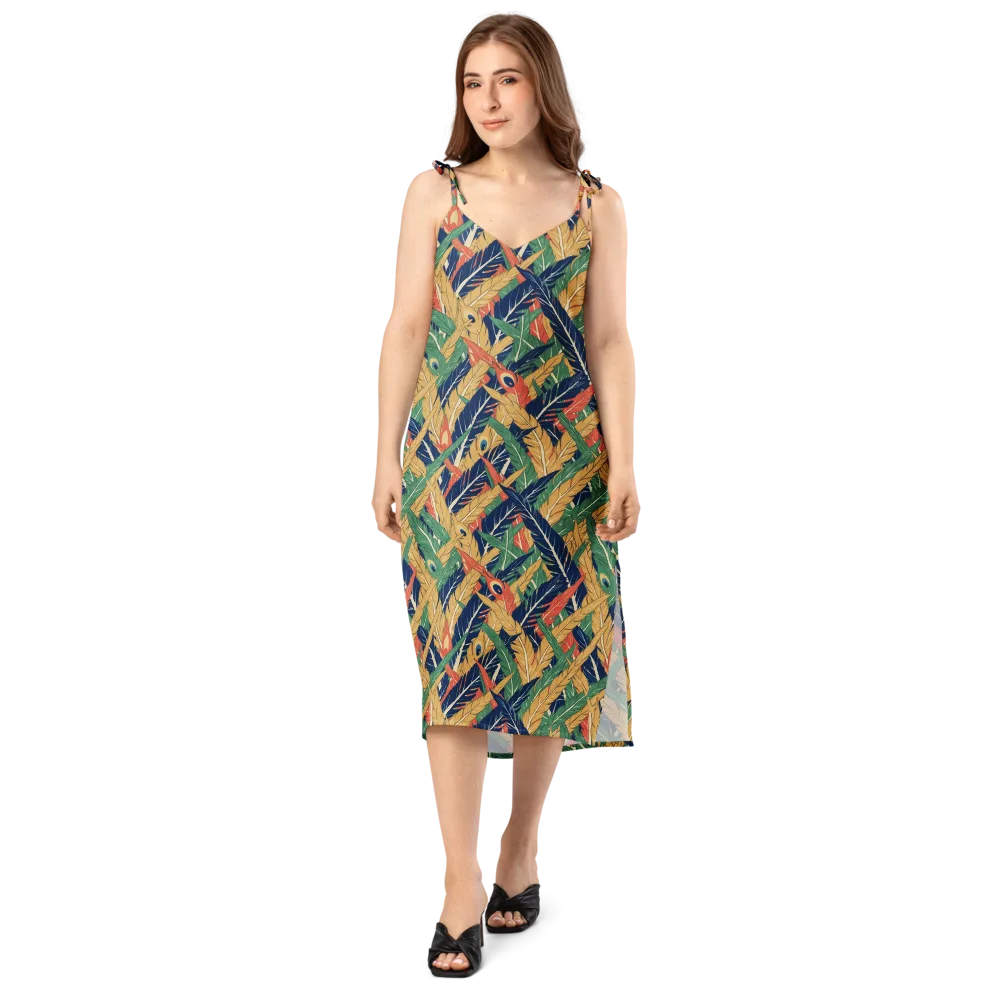 Plume Parade on Slip Dress — Front