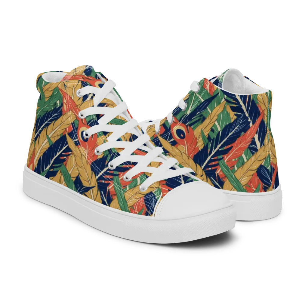 Plume Parade on Men's High Top Canvas Shoes — Right