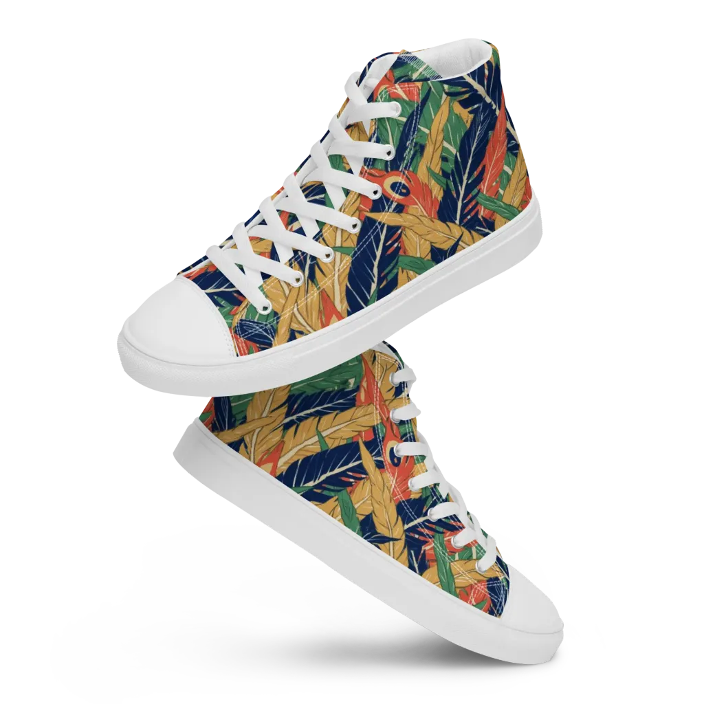 Plume Parade on Men's High Top Canvas Shoes — Front
