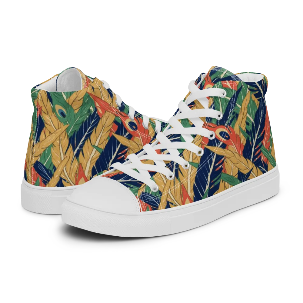 Plume Parade on Women's High Top Canvas Shoes — Left
