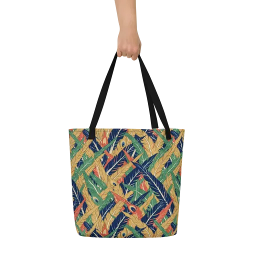 Plume Parade on a Large Tote Bag W/ Pocket