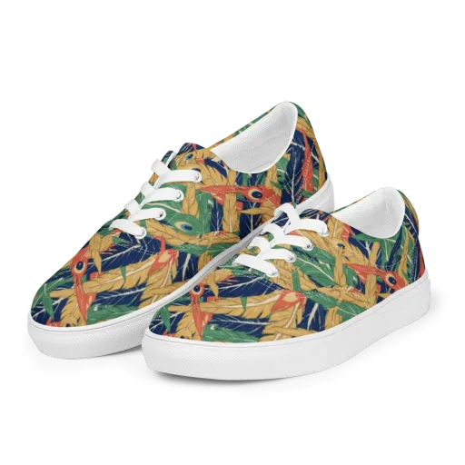 Plume Parade on a Men's Lace-Up Canvas Shoes
