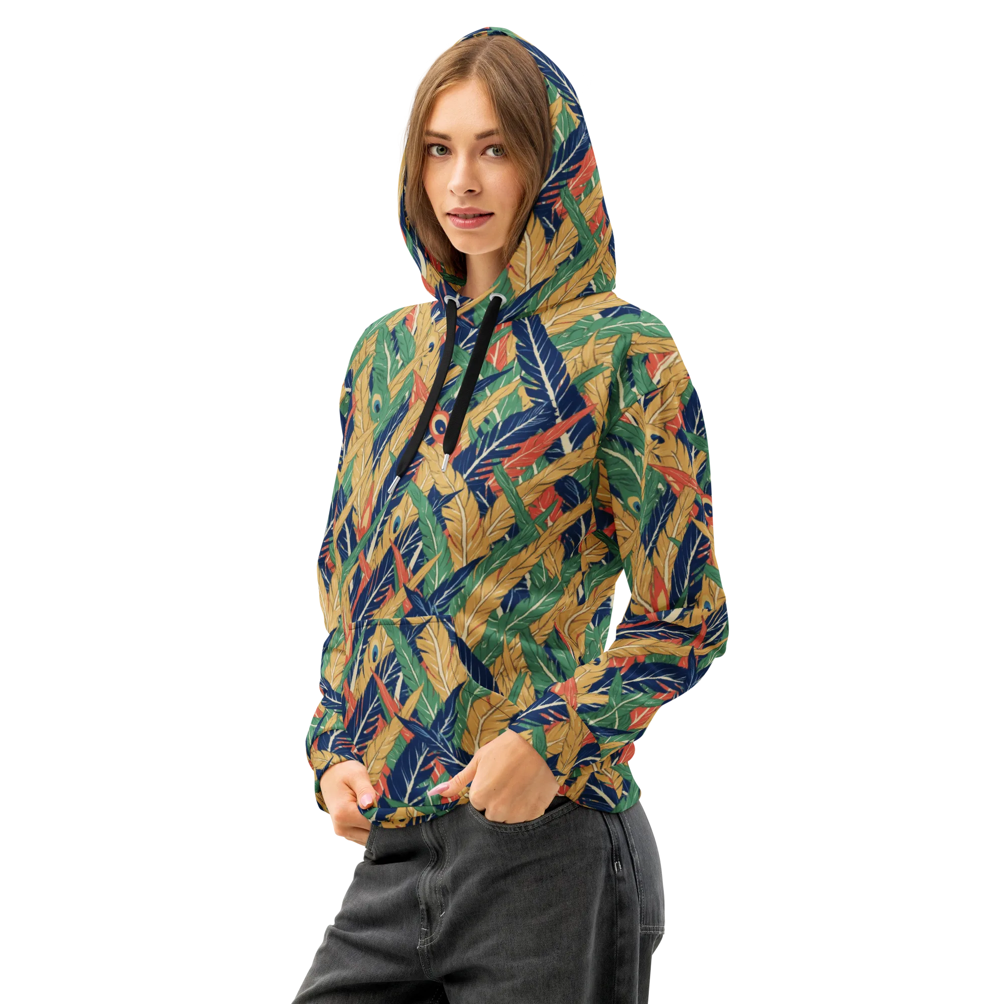 Plume Parade on Cotton Hoodie — Left Front