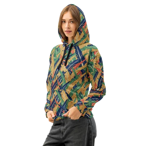 Plume Parade on a Cotton Hoodie