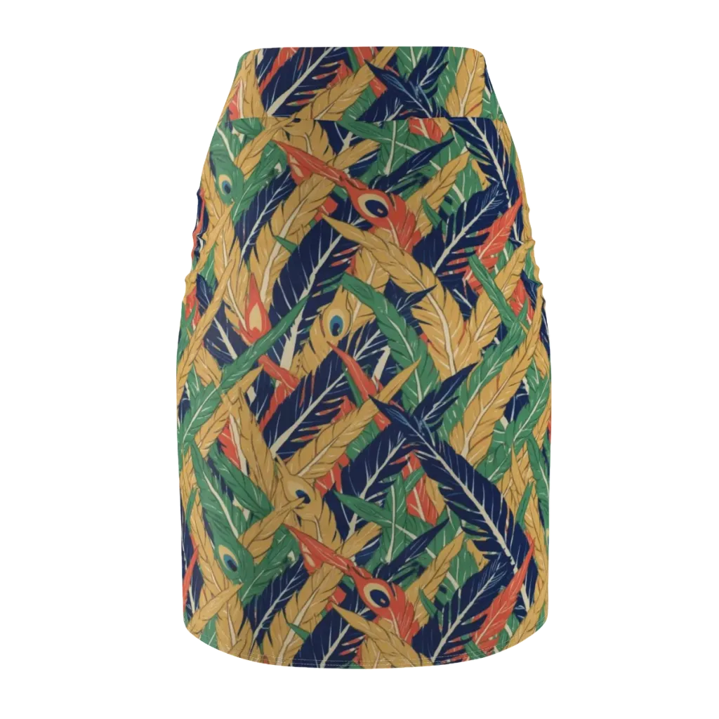 Plume Parade on Pencil Skirt — Back