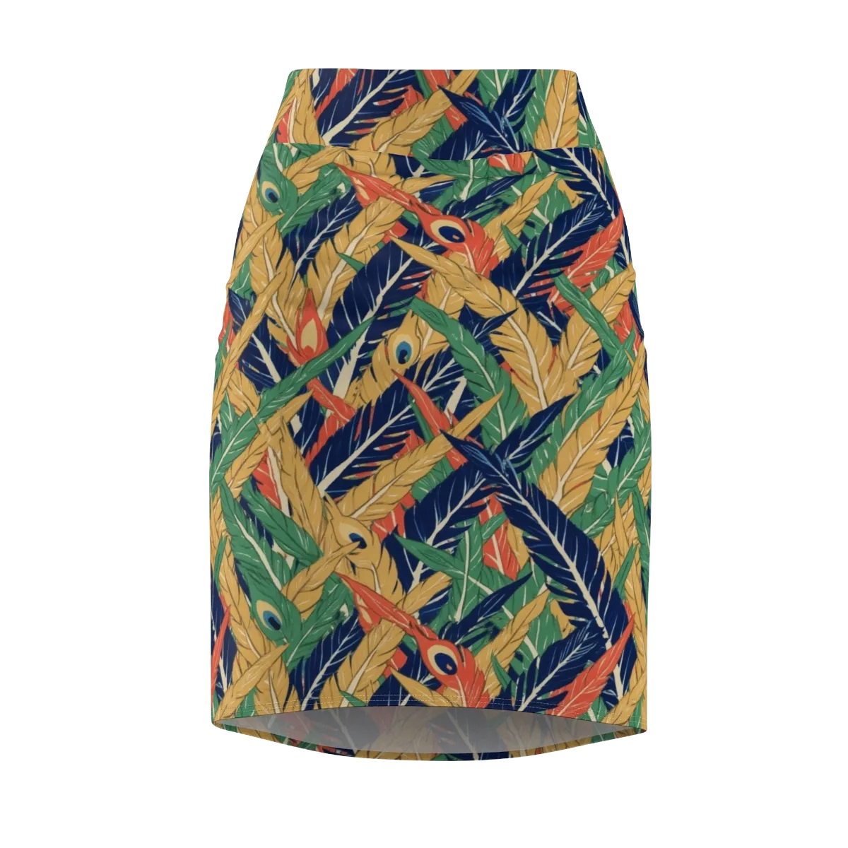 Plume Parade on Pencil Skirt — Front