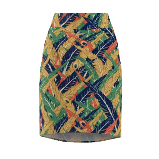 Plume Parade on a Pencil Skirt