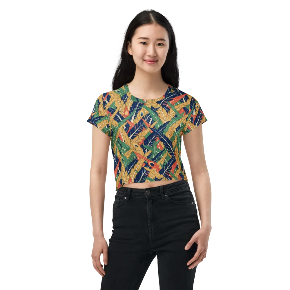Plume Parade on Crop Tee — Front