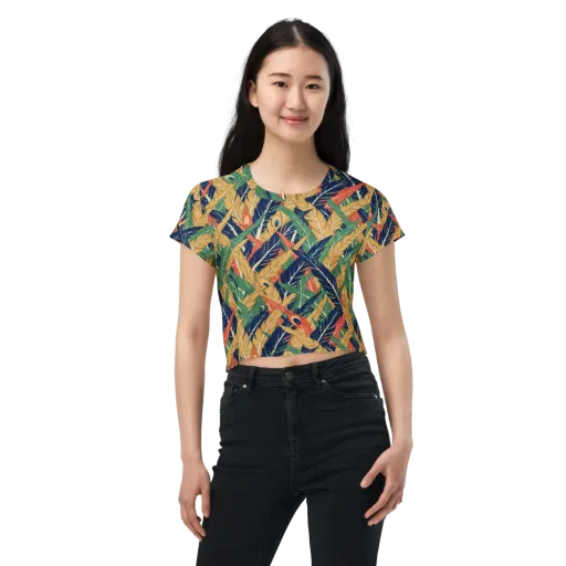 Plume Parade on a Crop Tee