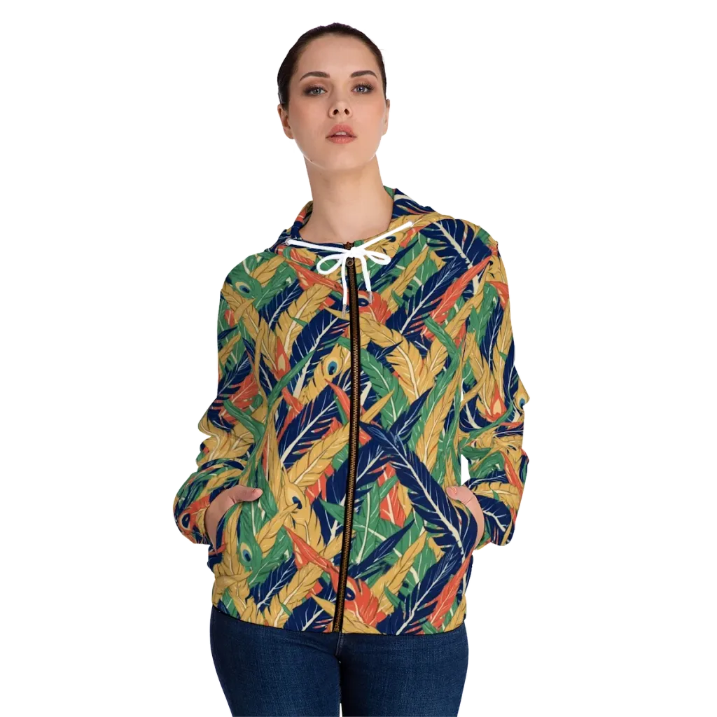 Plume Parade on Women's Full-Zip Hoodie — Front On Person