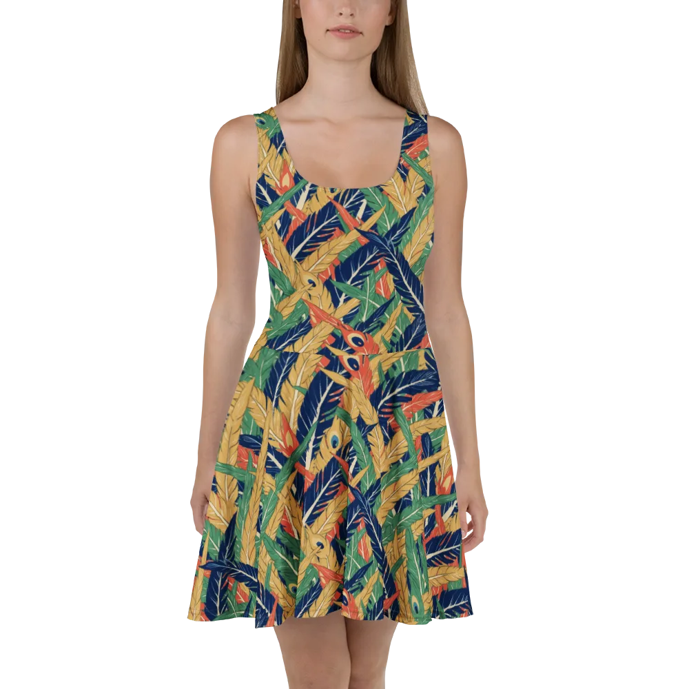 Plume Parade on Skater Dress — Front