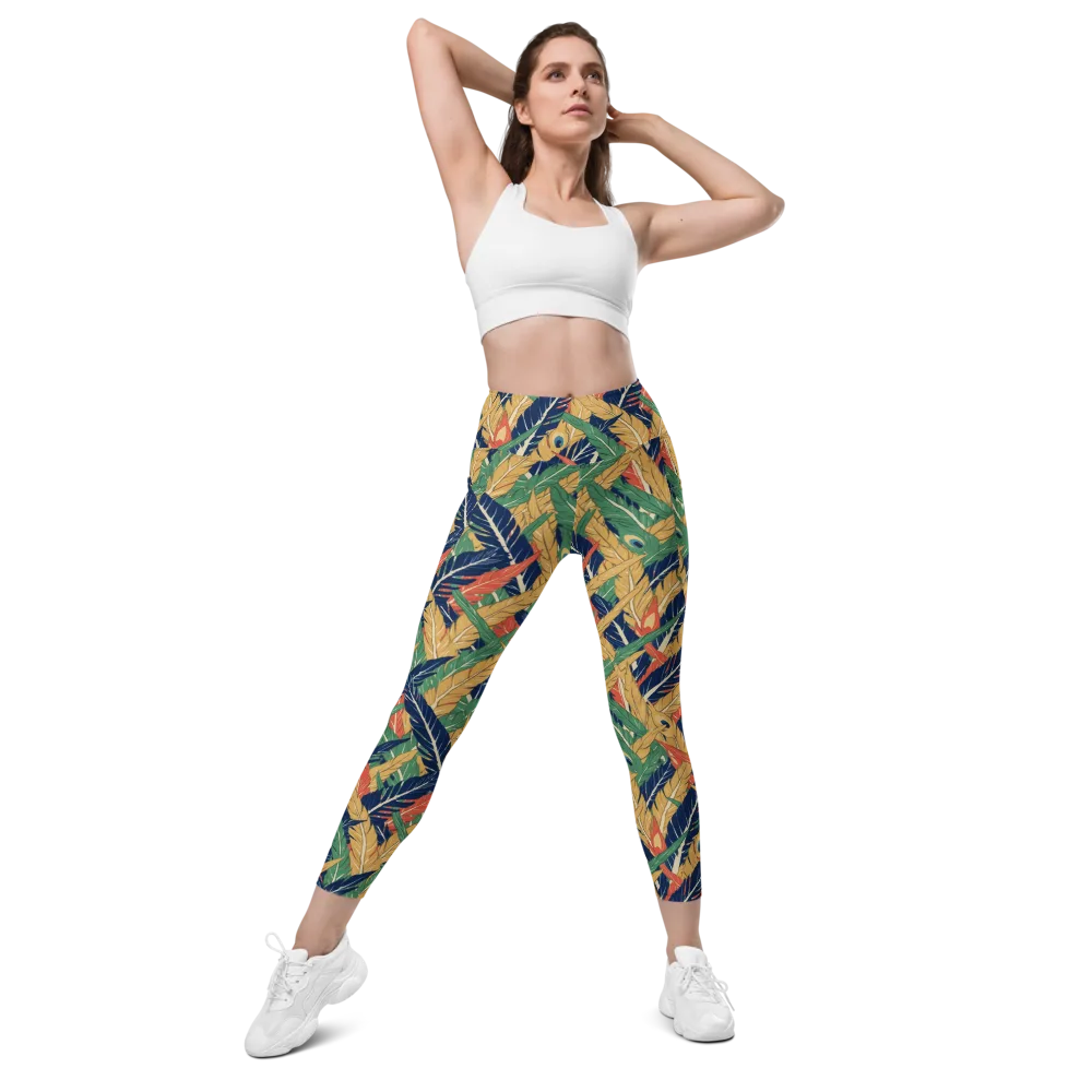 Plume Parade on Leggings with Pockets — Front