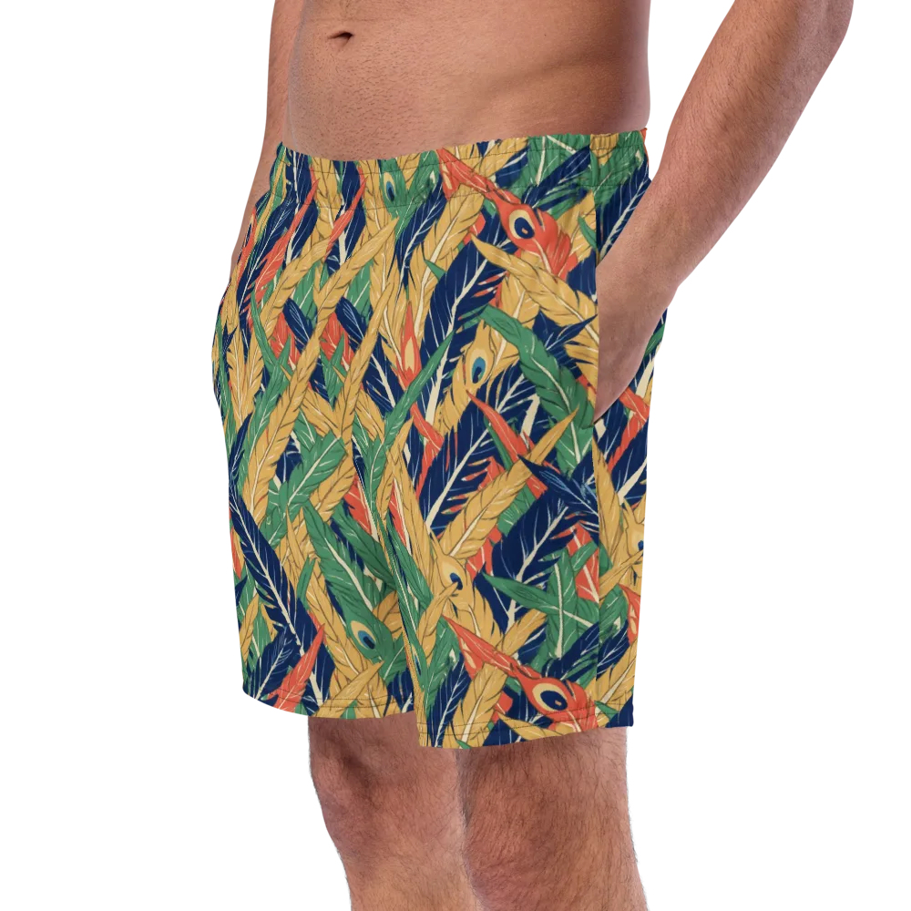 Plume Parade on Swim Trunks — Left Front