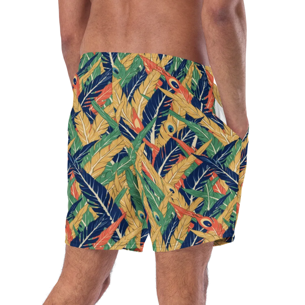 Plume Parade on Swim Trunks — Right Back