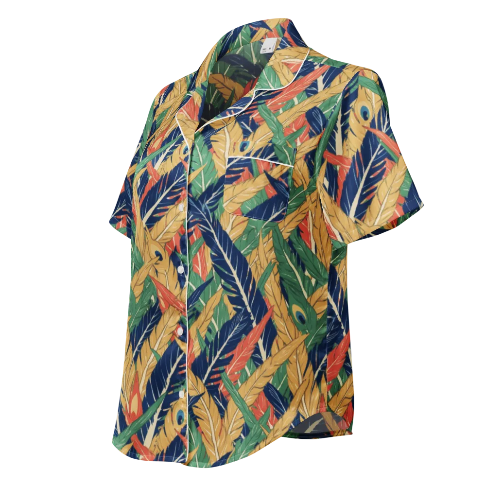 Plume Parade on Women's Short Sleeve Pajama Top — Left Front