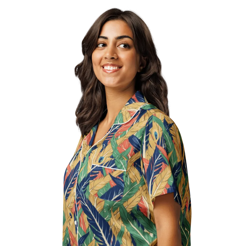 Plume Parade on Women's Short Sleeve Pajama Top — Left Front