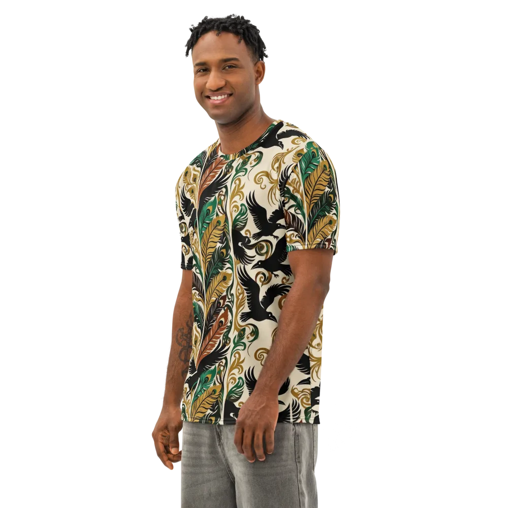 Raven Rococo on Men's Cotton Crew Neck T-Shirt — Left Front