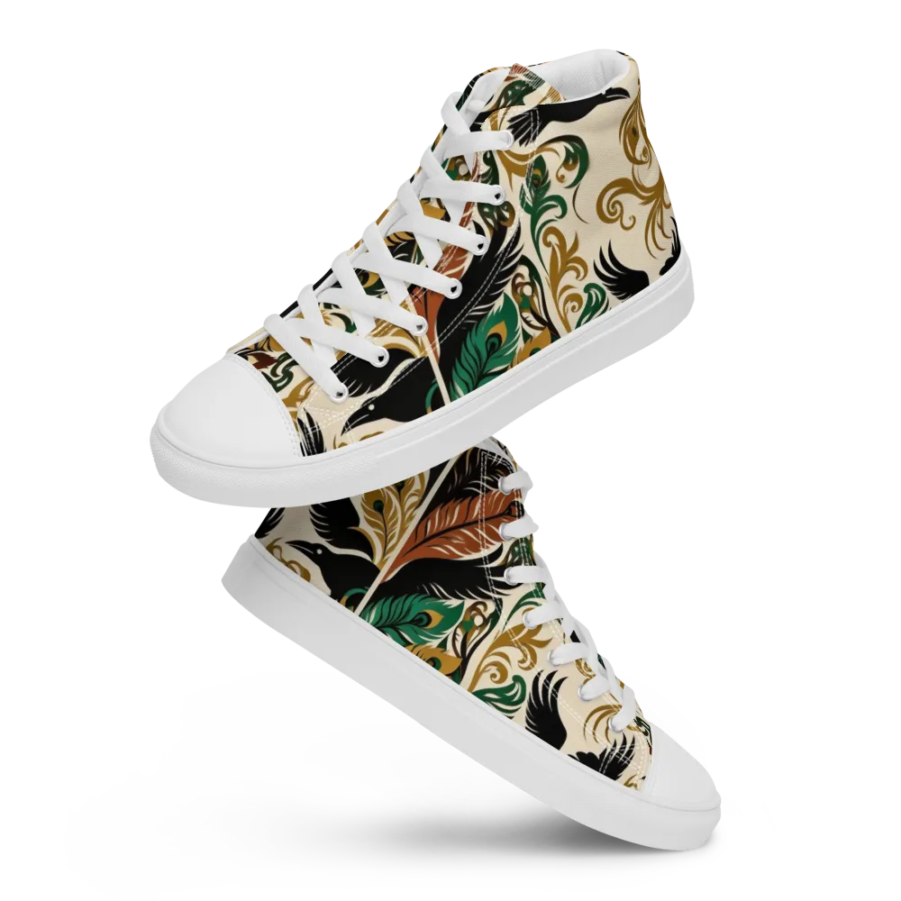 Raven Rococo on Men's High Top Canvas Shoes — Front