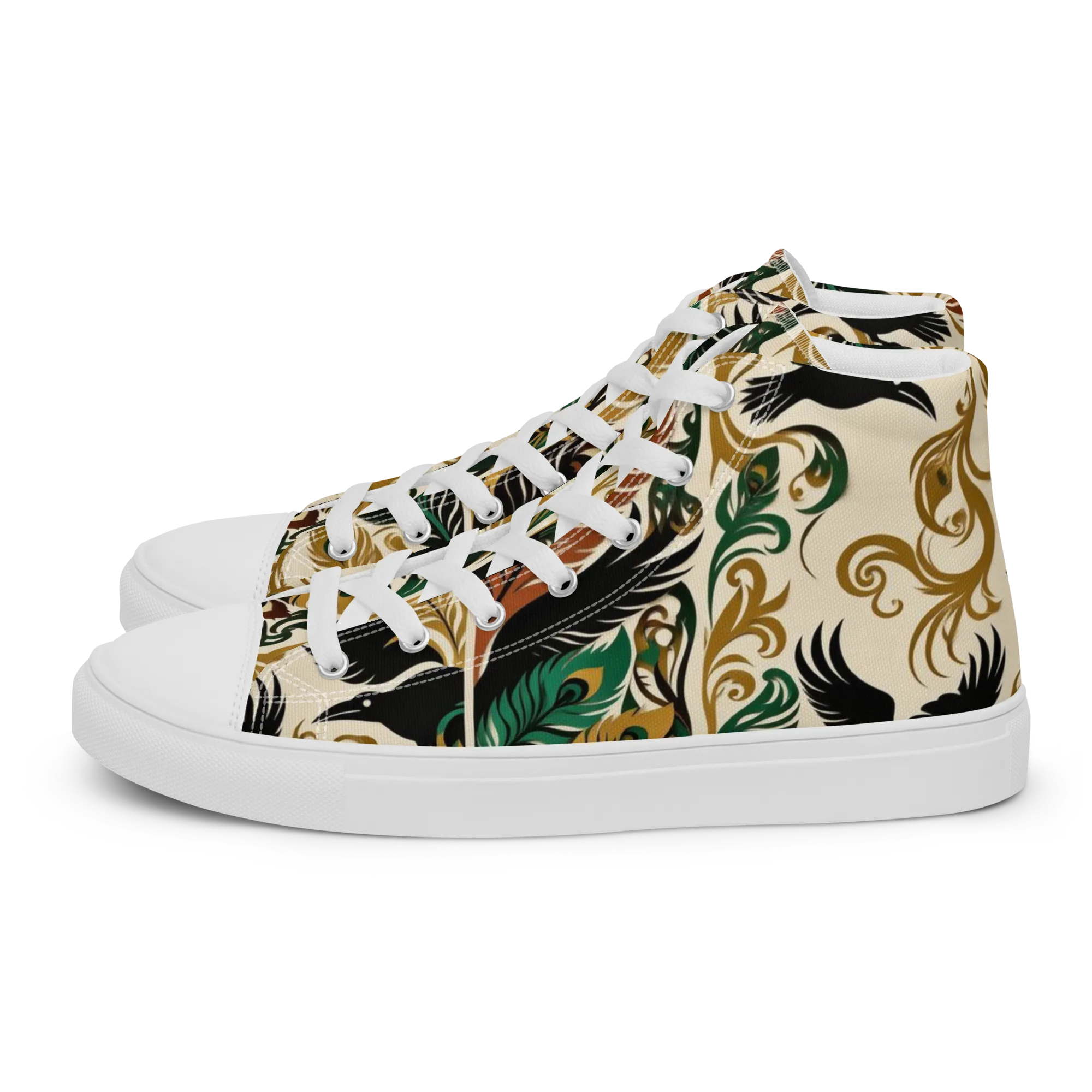 Raven Rococo on Women's High Top Canvas Shoes — Left