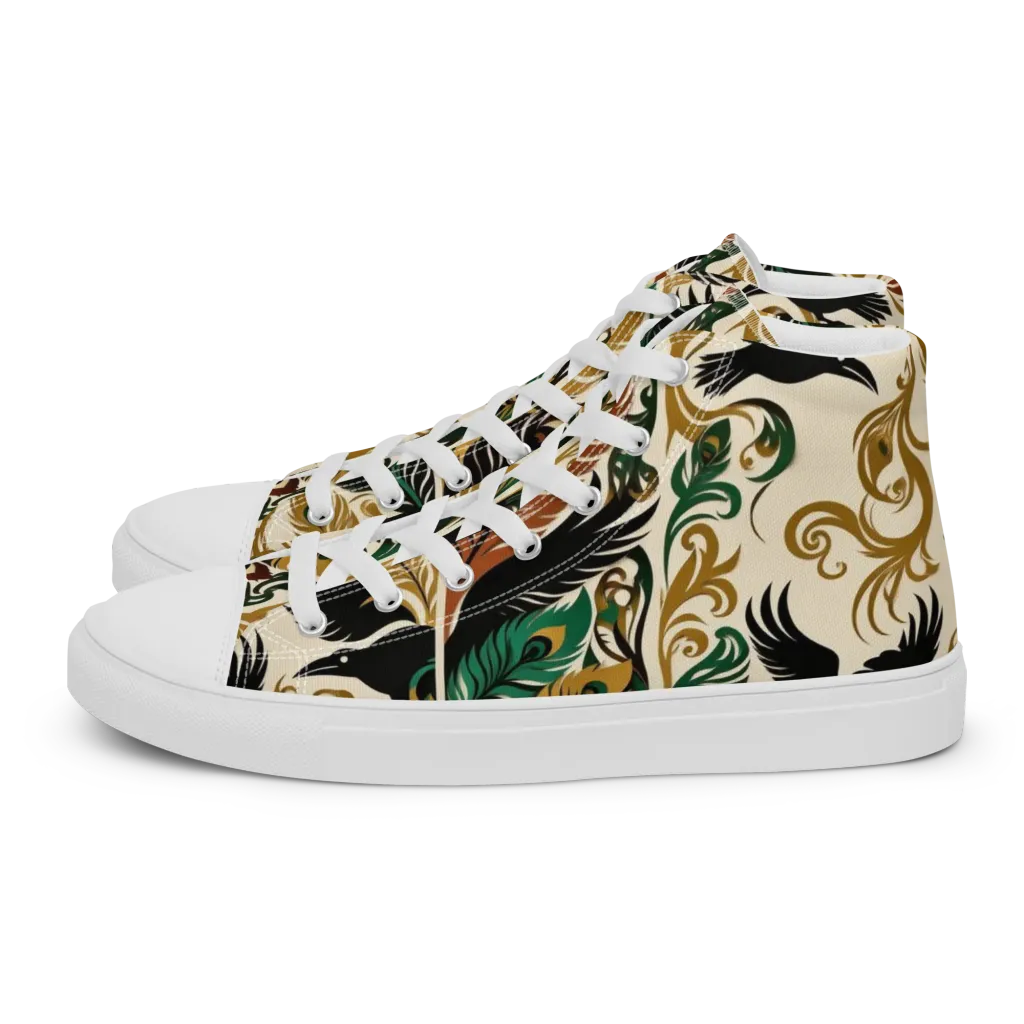 Raven Rococo on Women's High Top Canvas Shoes — Left
