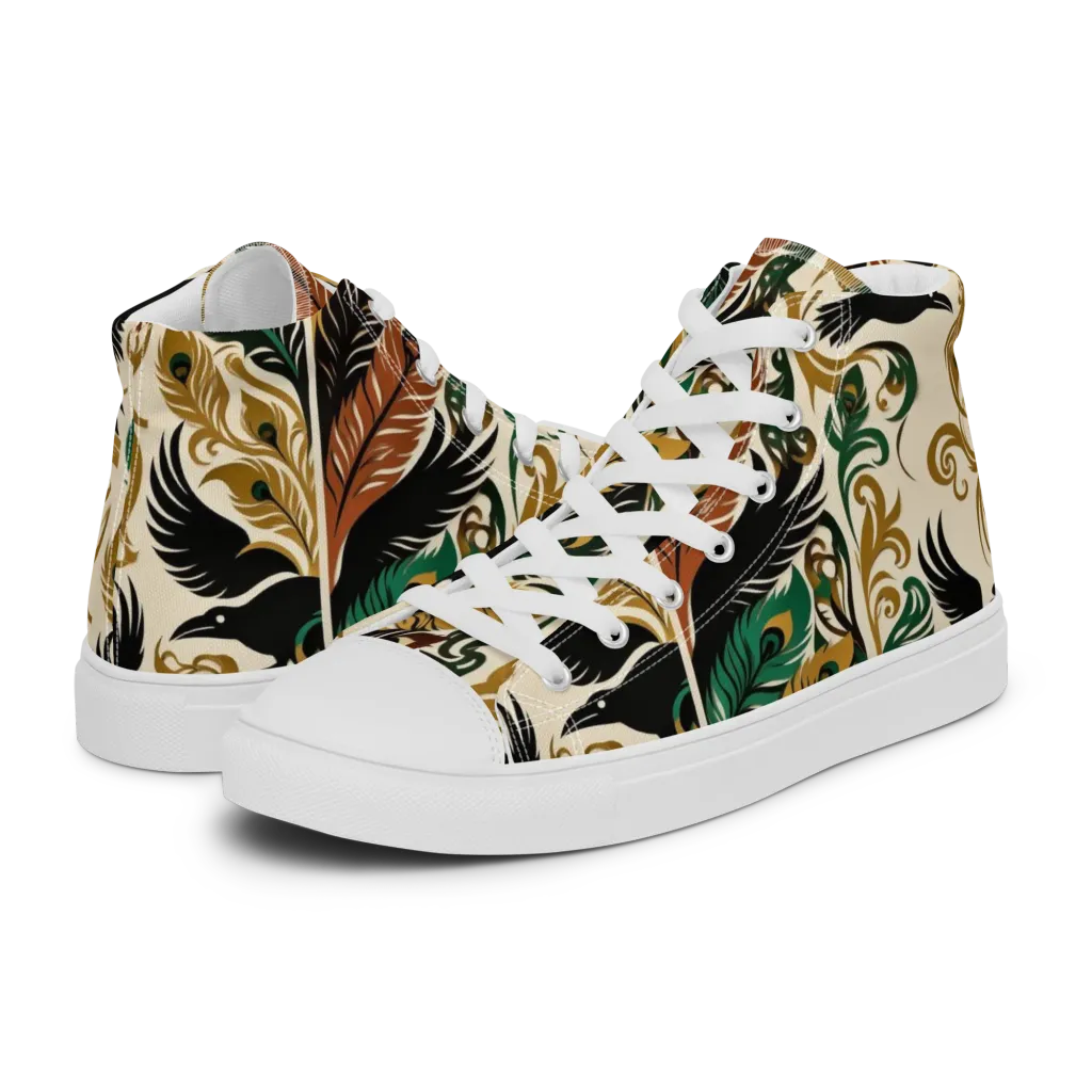 Raven Rococo on Women's High Top Canvas Shoes — Left