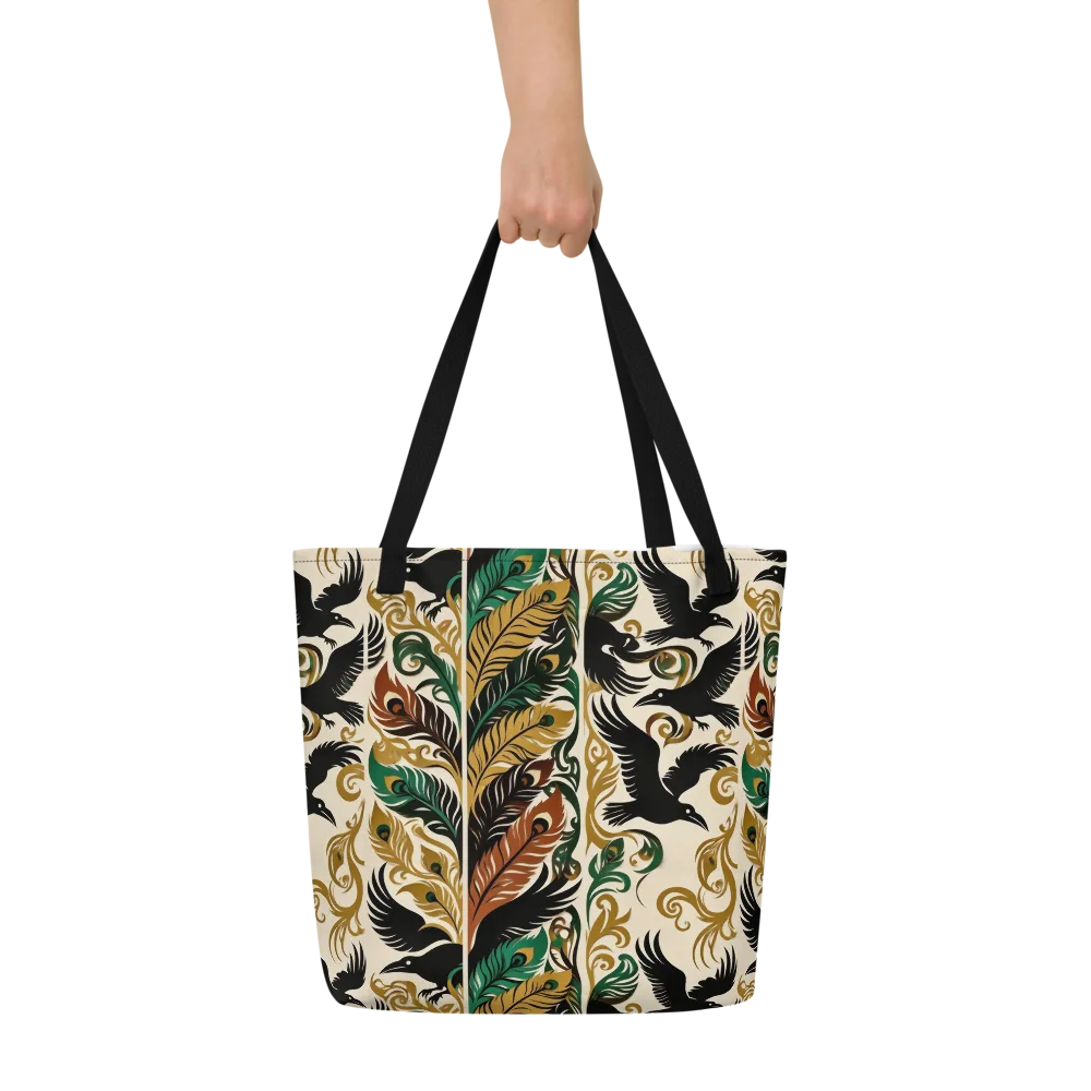 Raven Rococo on Large Tote Bag W/ Pocket — Front