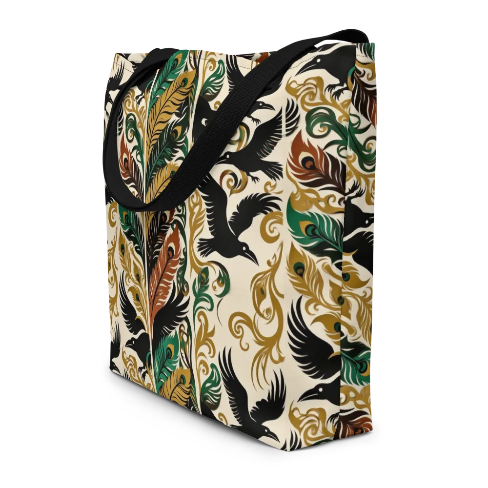 Raven Rococo on Large Tote Bag W/ Pocket — Front