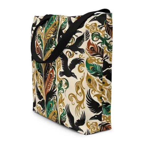 Raven Rococo on a Large Tote Bag W/ Pocket