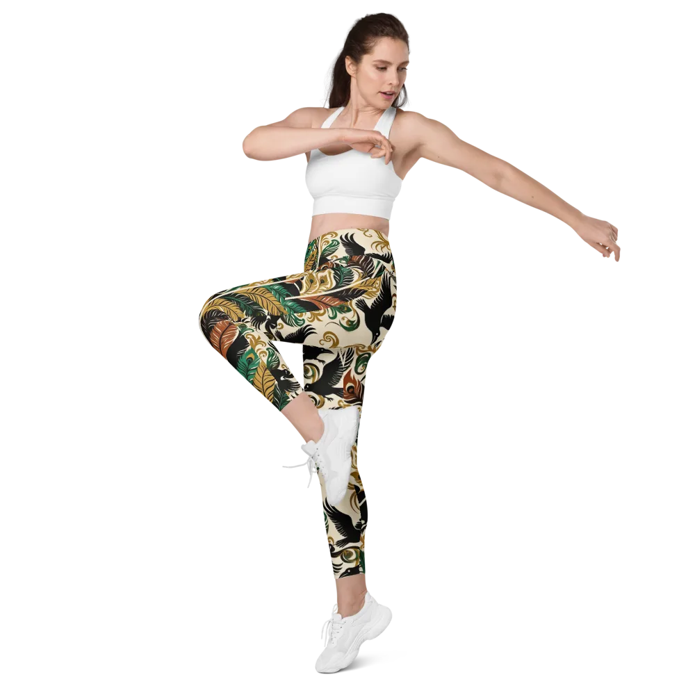 Raven Rococo on Leggings with Pockets — Left Front