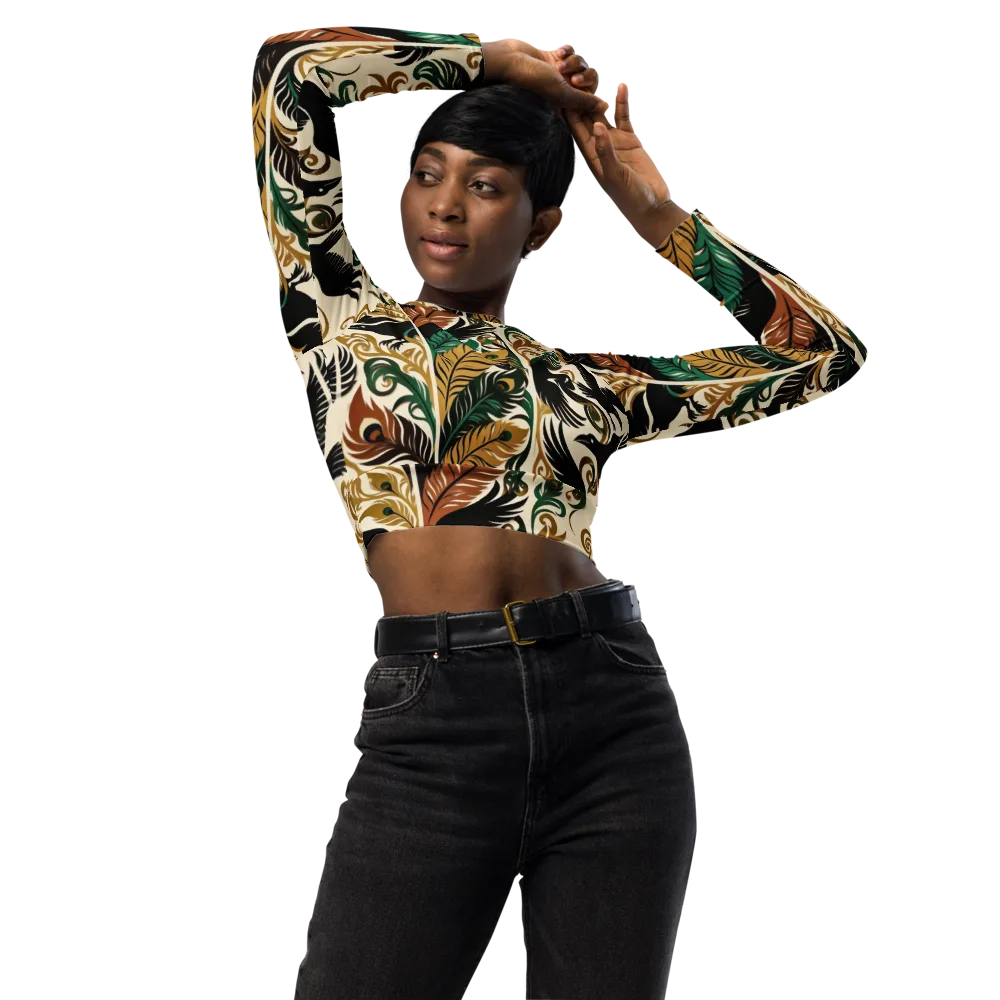 Raven Rococo on Long Sleeve Crop Top — Front