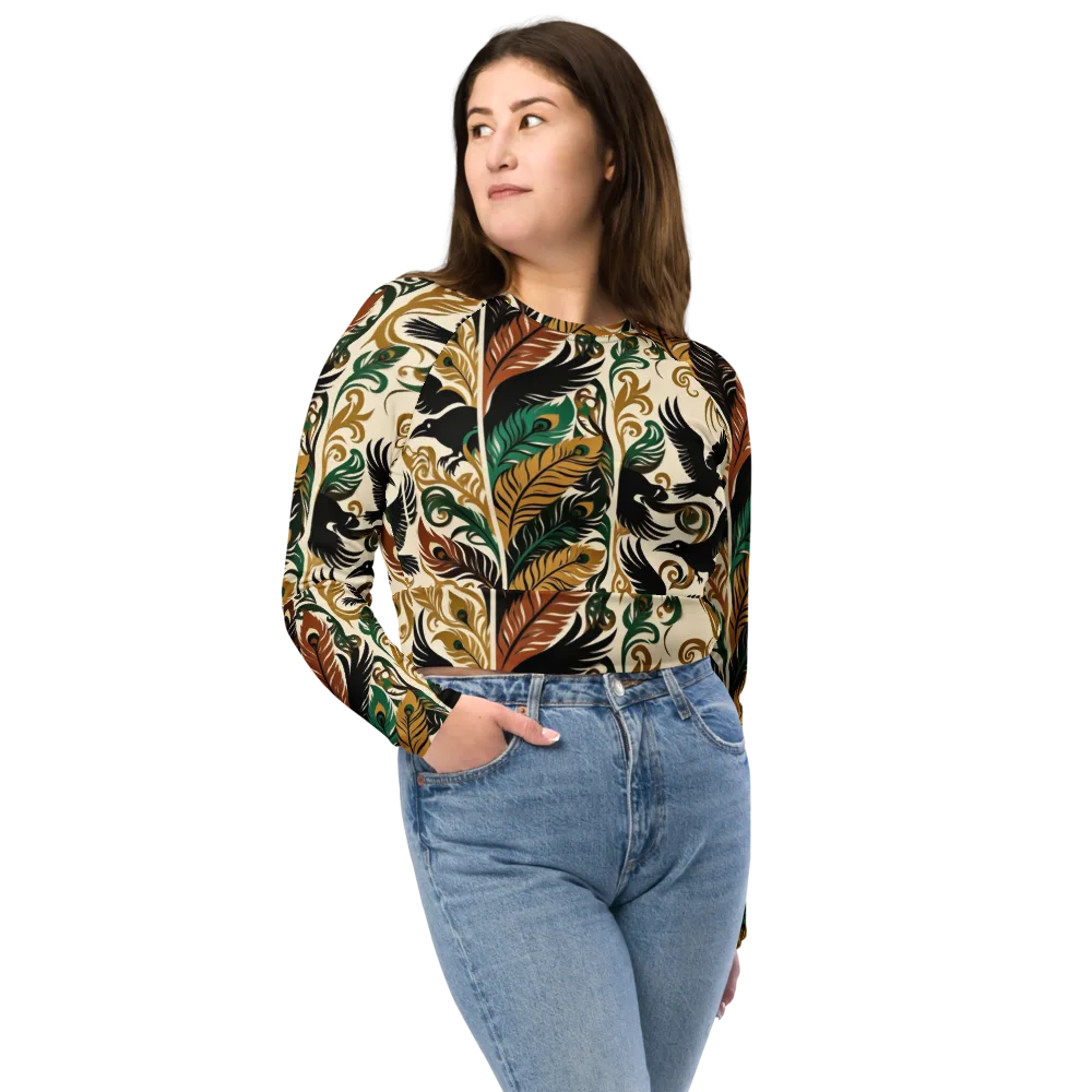Raven Rococo on Long Sleeve Crop Top — Front