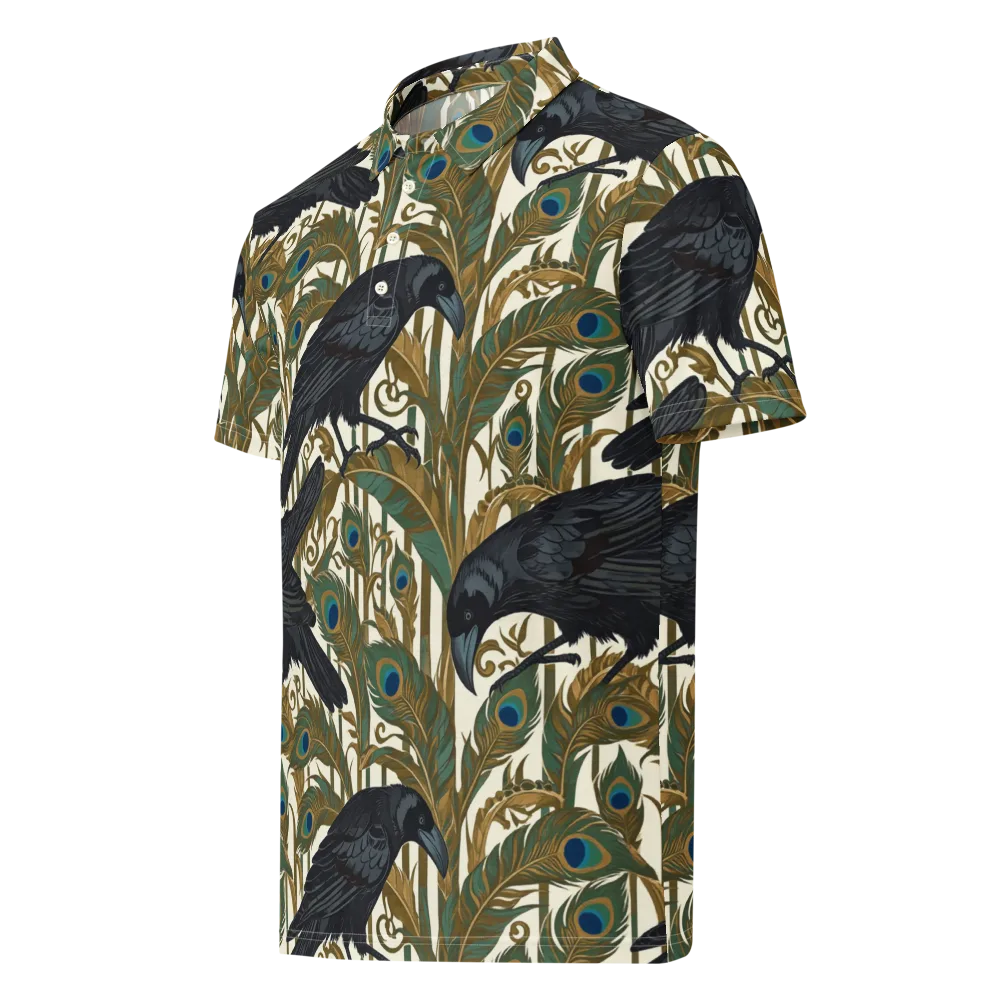 Raven Peacock Almanac on Men's Slim Fit Polo Shirt — Left Front