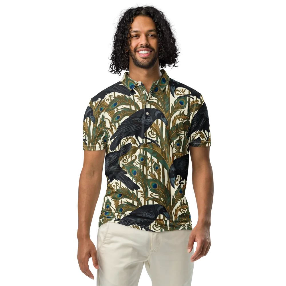 Raven Peacock Almanac on Men's Slim Fit Polo Shirt — Front