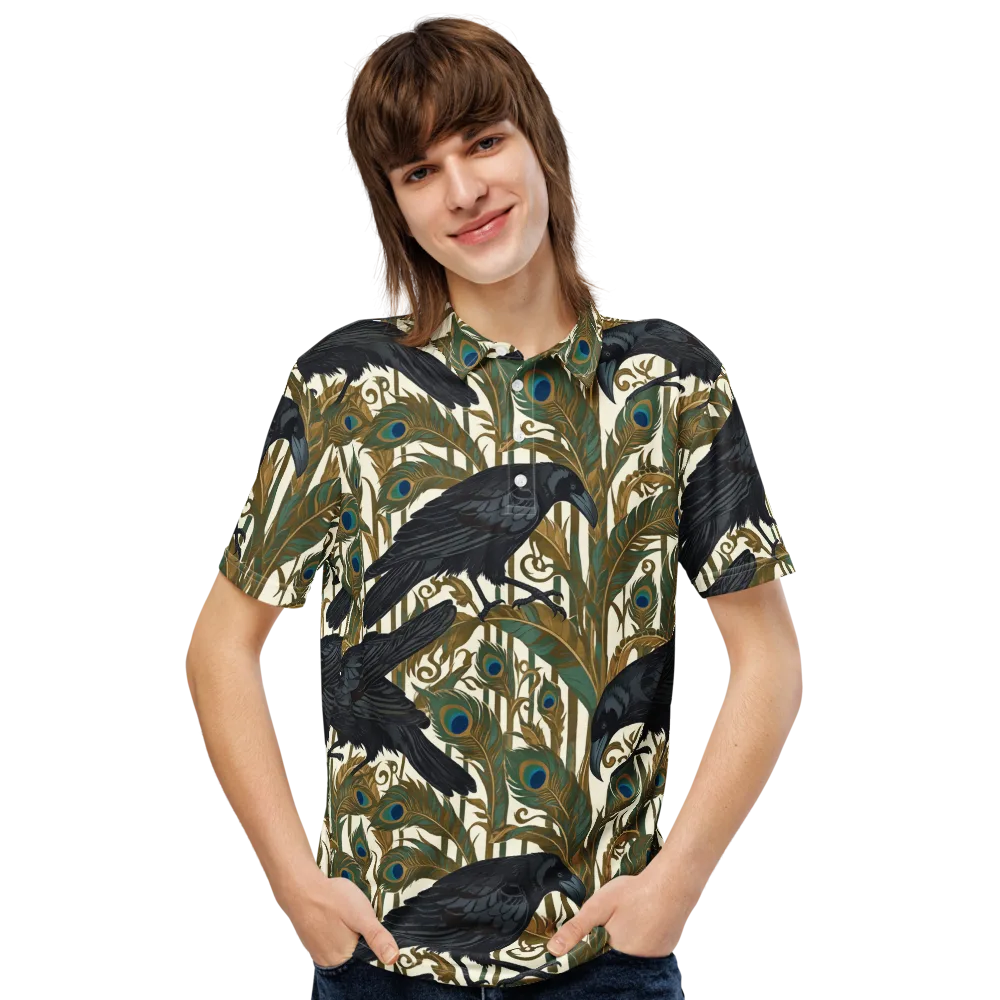 Raven Peacock Almanac on Men's Slim Fit Polo Shirt — Front